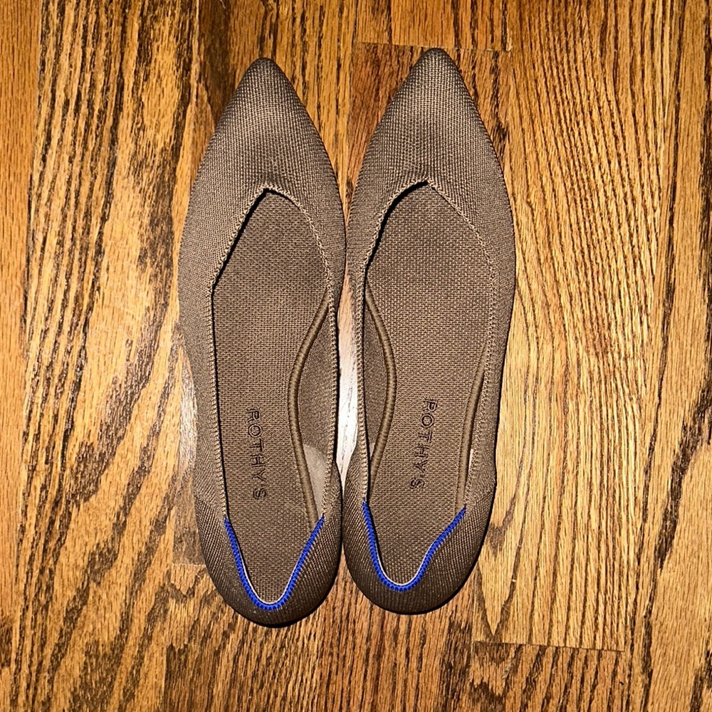Rothy's Women's Brown Flats with Blue Accents
